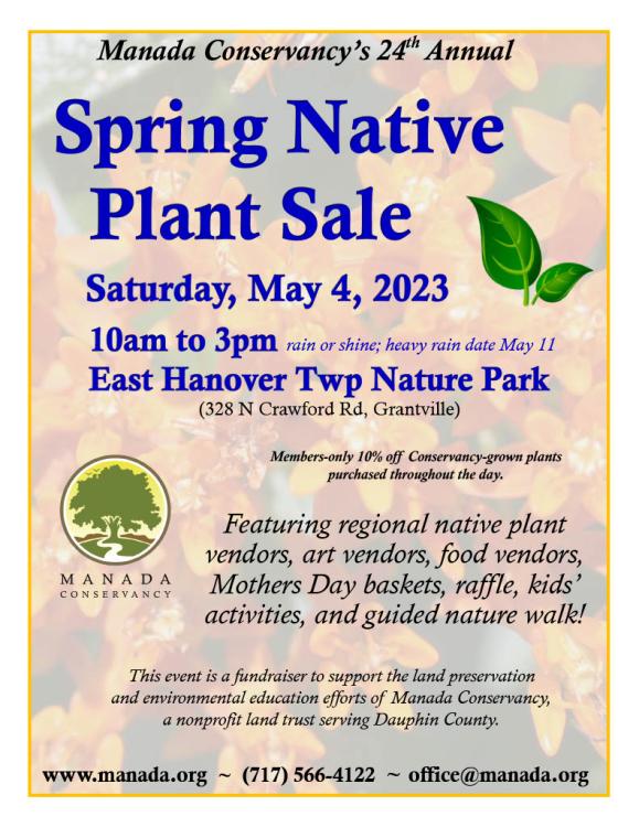 Manada Conservancy's Spring Native Plant Sale flyer