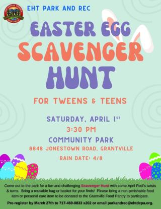 Easter Egg Scavenger Hunt flyer
